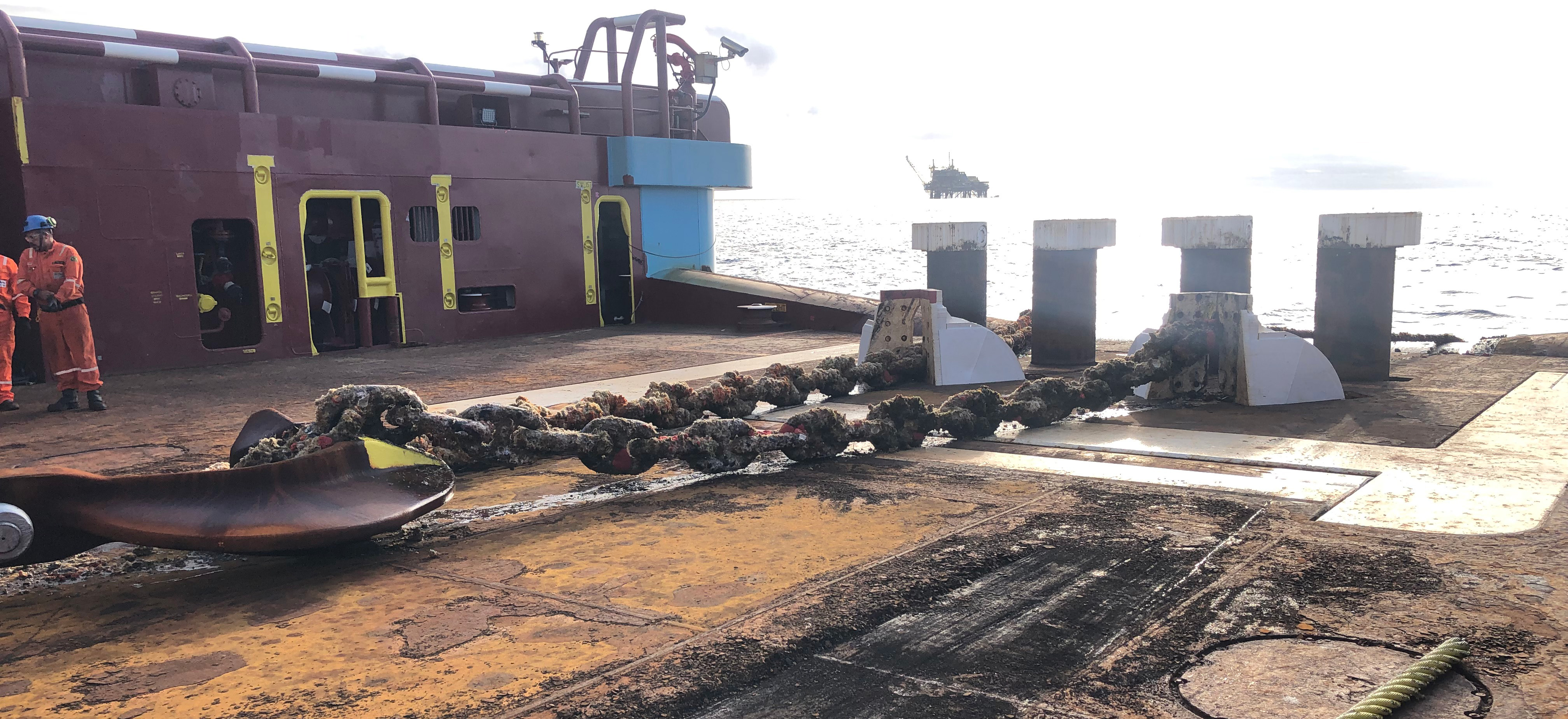 Intermoor completing mooring line top wire replacement work for a platform in the Campos Basin offshore Brazil