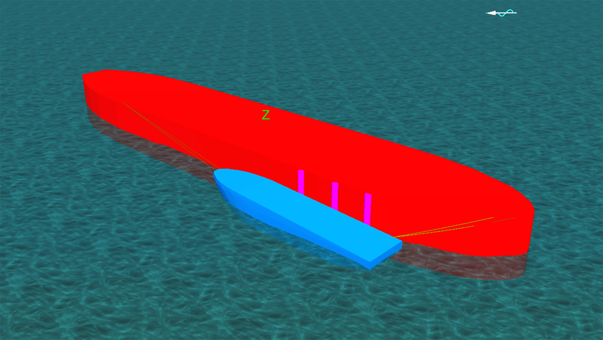 An FPSO and a Diver Support Vessel in OrcaFlex