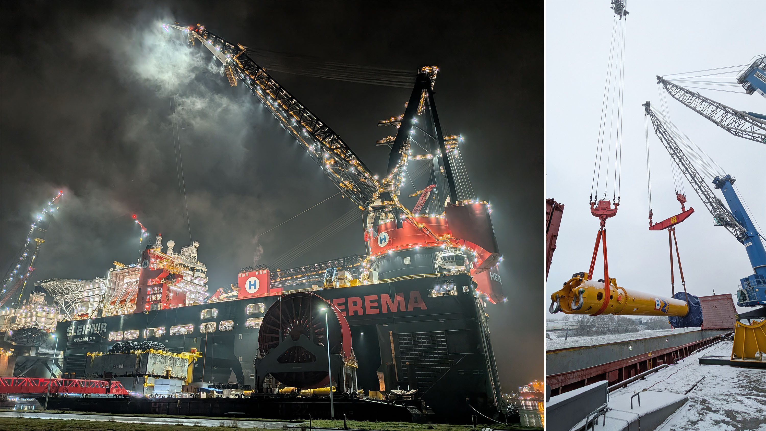 Menck 4400s hydraulic hammer being delivered to Heerema