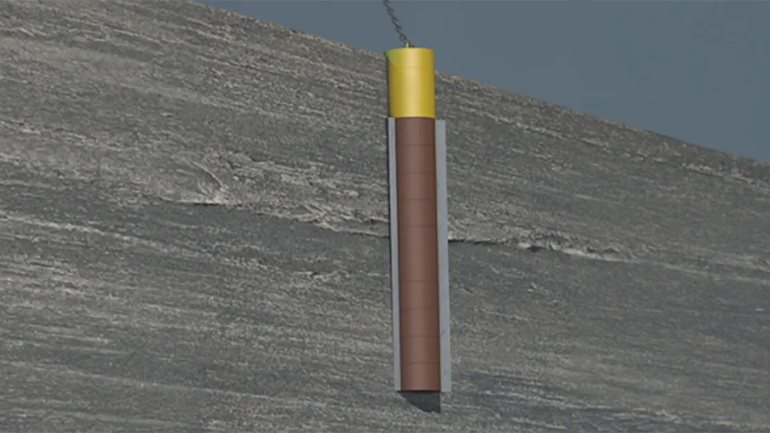Drilled and grouted pile within the seabed soil