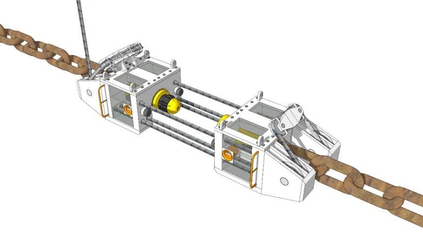 The Rocksteady tensioning tool (TT), a subsea mooring line tensioning system to simplify the installation and replacement of mooring lines on floating offshore assets.