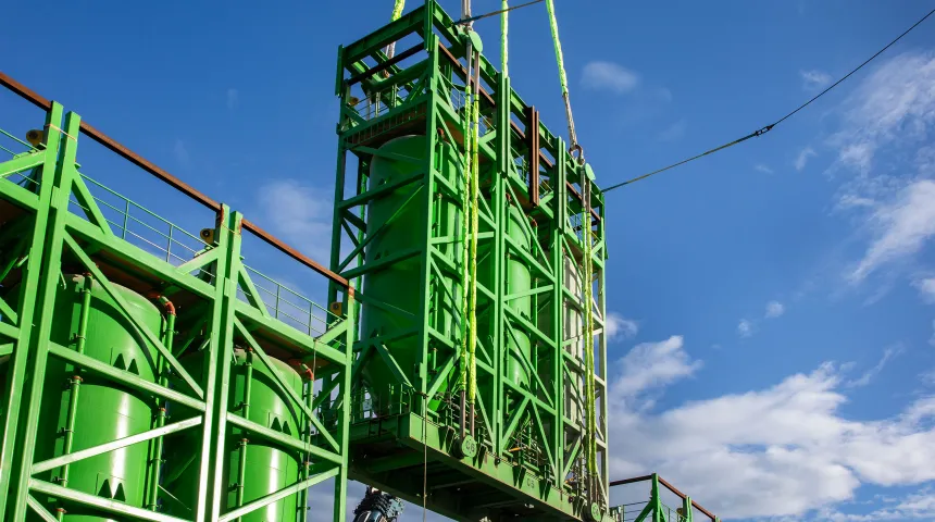 Work taking place for a grouting project with DEME for Yeu-Noirmoutier Wind Farm