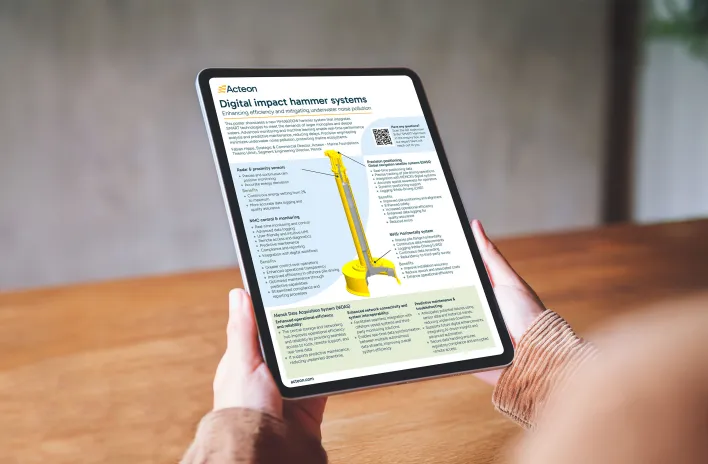 Precision hydraulic impact hammers poster on a tablet screen