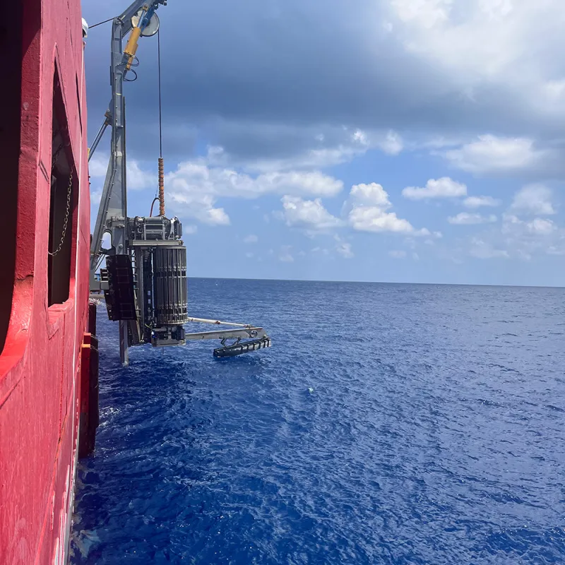 A side view of UTEC's PROD being deployed