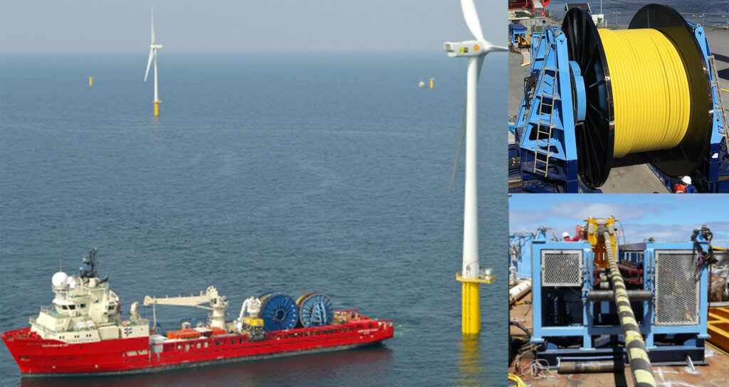 a photo montage of support vessels and services for the offshore renewables and pipelines industry