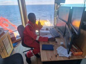 Adeyemi Anjorin on an offshore project in an online surveyor role