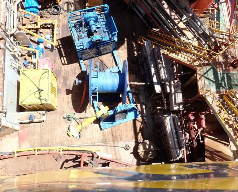 InterMoor’s spooling machine being positioned on the main deck for the operation.